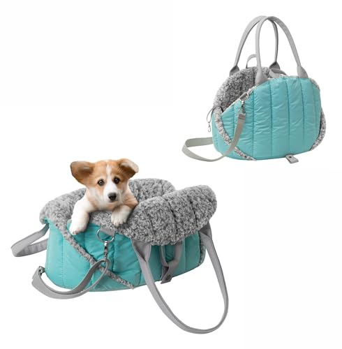 Hundetragetasche, Vertellbar, Schultergurt, Haustiertragetasche, Transport, Katzentasche, Reisetasche, Camping, Tasche, Türkis, 47x29x32 cm