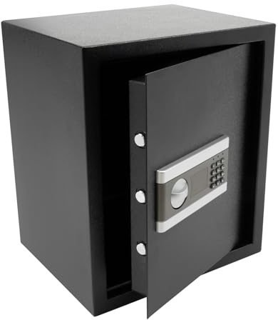 KEESUNG 45L Tresor Safe, Kombinationssafe Tresor Feuerfest Wasserdicht Tresor mit Dreifachverriegelung aus Stahl für Ausweise, A4 Dokumente, Laptops, Schmuck, Bargeld, Schwarz