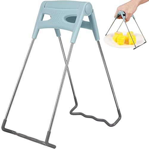 Amosfun Hot Plate Gripper, Stainless Steel Anti-Scalding Bowl Clip with Plastic Handle, Foldable Non Slip Bowl Clip for Air Fryer Microwave Oven Steam Cooker (Random Color)
