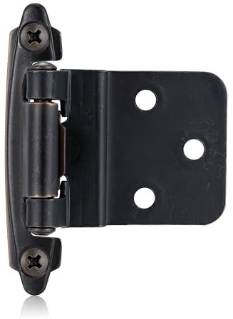 Vallecloud 4 Pack (2 Pair) 3/8 Inset Oil Rubbed Bronze Self Closing Cabinet Hinges for Offset Kitchen Cabinet Door, Face Frame Semi Concealed Hinges