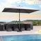 PURPLE LEAF Parasol de Jardin Exterieur 270 x 350 cm Rectangulaire Parasols en aluminium Toile Protection UV pour Balcon Terrasse Patio, Gris clair