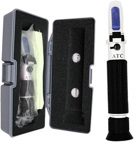 Refraktometer-Kit, Brix -Refraktometer 2 in 1 Brix & Salzgehaltrefraktometer ATC 032% Brix & 028% Salzgehaltsmessung Natriumchlorid in Lebensmittelsalz messen Akkurate Messung ( Color : With retail bo