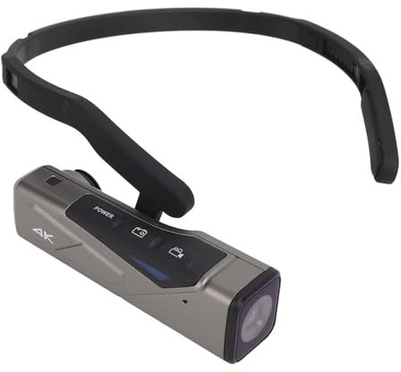 Goshyda Caméscope 4K 60FPS Caméra Vidéo Montée sur la Tête WiFi, Enregistreur de Caméra Vlogging Portable Mains Libres avec Batterie 1000 MAh, pour la Diffusion en Direct des Sports de
