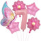 VIKY® Schmetterlinge Deko 7 Geburtstag Mädchen, Folienballon Schmetterling Deko Luftballon 7. Geburtstag Mädchen, Geburtstagsdeko 7 Jahre, Schmetterling Folienballon 7 für Deko Kindergeburtstag