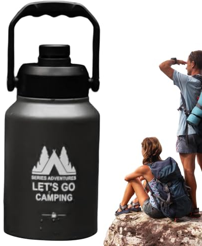 Botella de agua de cantina – Botella isotérmica antifugas de 2 l, botella de agua deportiva | Botella térmica de acero inoxidable fácil de agarrar botella de agua térmica portátil de gran capacidad