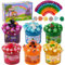 Okaybee 6 Pack Crystal Slime Kit, Glitter Crunchy Slime Set, Regenbogen Schleim für Kinder, Schleim Party Geschenke, Sensorisches Spielzeug, Geburtstags Ostern Halloween Mädchen und Jungen