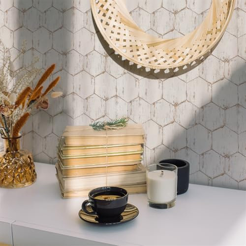 Fliesenaufkleber Waben Küchenrückwand,Wasserdicht Ölfest ​Klebefliesen Küche Fliesenaufkleber Bad,Fliesenfolie 3D Wandpaneele Selbstklebend 4 PC(15x30cm)