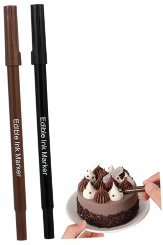 Essbare Backfarbstifte 2 Stück aus Kunststoff für Kuchen und Fondant | Doppelte Spitze, zum Zeichnen Marshmallows, Selbstgemacht Inhalt für Kinder, Leicht und Handlich