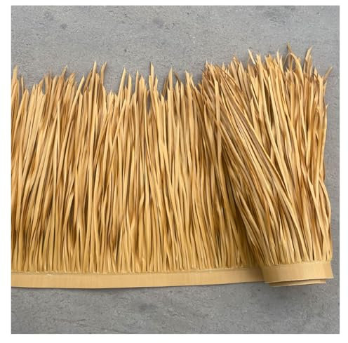 Künstliche mexikanische Palmenstrohdachrollen für Garten, Terrasse, Zaun, Party-Dekoration, 0,5 x 4 m, gelbe Strohsockelleiste, Hütte, Gras, Bar, Palapa-Dach