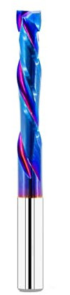 FOCSTOL Mèche Toupie Spirale Carbure 6mm - Fraise Bout CNC à Une Flûte avec Revêtement Nano Blue pour Rainurer et Sculpter Bois