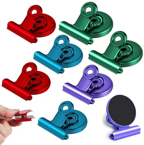 8 Pack Magnetic Clips, Fridge Magnetic Clips, Whiteboard Magnets Clips, Magnetic Clips, 30mm Magnetic Bulldog Clips, Fridge Magnet for Photo, Note, File