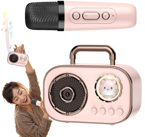 Karaoke Machine for Kids, Microphone and Speaker Combination, Portable Wireless Speaker with Microphone | Rechargeable Audio Supplies with Long Life Battery and Connection