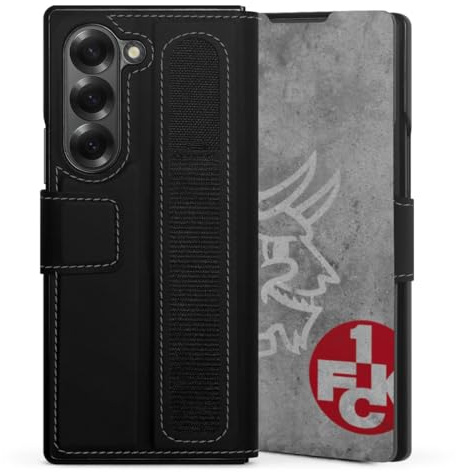 DeinDesign Klapphülle kompatibel mit Samsung Galaxy Z Fold 6 Handyhülle aus Kunst Leder schwarz Flip Case 1. FC Kaiserslautern 1. FCK Teufel