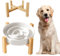Gamelle anti-glouton pour chien en céramique avec support en bois, alimentation lente surélevée pour chien de taille moyenne et grande, blanche, 19,5 cm