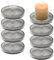 YoHyien 8 Pièces Porte Bougie Pilier en Verre 9 cm, Support Bougie, Coupelle Bougie Decoration, Bougeoir Decoratif pour Noël, Famille Fête, Mariage Decoration et Dîner (Gris)