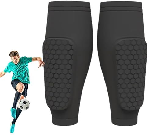 Schienbeinschoner Von Shindefender, Schienbeinschoner Von Shin Defender, Antikollisions-Schienbeinschoner für Fußball Mit Wabenstruktur für Anfänger, für Fußball, MMA, Skifahren (Schwarz, M)