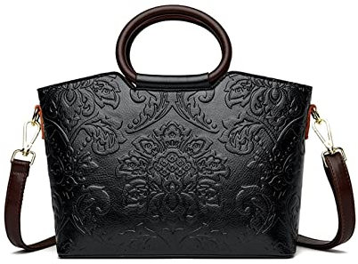 Luxus Handtaschen Umhängetasche for Frauen Schultertasche Casual Tote Vintage Messenger Tasche for Frauen(Black)