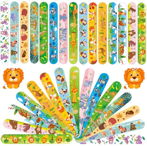Viicoor 30 Stück Tiere Slap Armbänder für Kinder, Party-Accessoires, Snap Bands (Animals-30P)