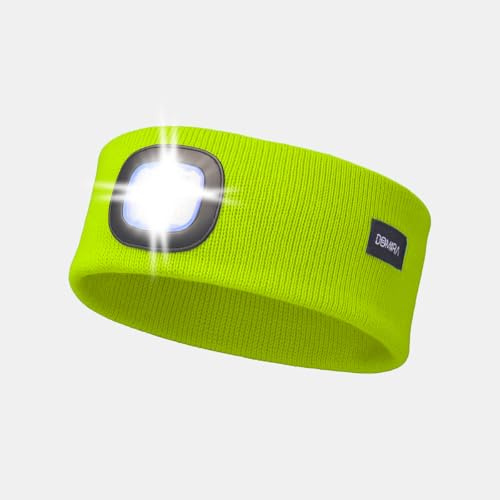 DOMIRA Rechargeable Led Head Torch | Super Bright Headlamp for Running, Camping, Hiking | Waterproof Hard Hat Light | USB Headtorch | Head Lamp for Adults, Kids, Fishing, Mechanic, Work (Yellow)