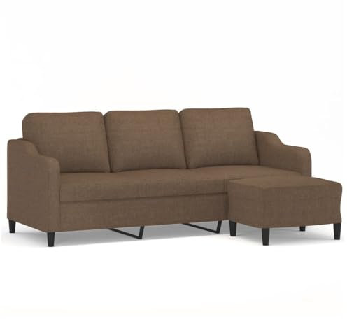 SXJEQOC Campingsofa Big Sofa Gartensofa Sitzecke Wohnzimmer - 3-Sitzer-Sofa mit Hocker Braun 180 cm Stoff für Balkon Küche Schlafzimmer Jugendzimmer