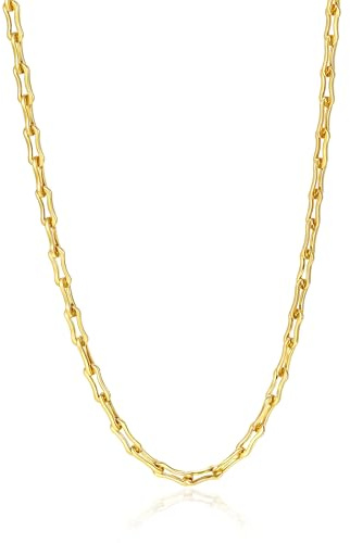 SKENUDY 18K vergoldet Trendy Kette Halsketten für Frauen und Männer W: 8mm, L: 18.11 + 5inches Gold Aussage Abschiedenen Link Kette Halskette Bold Oval Link Barbell Links Paperclip Ketten