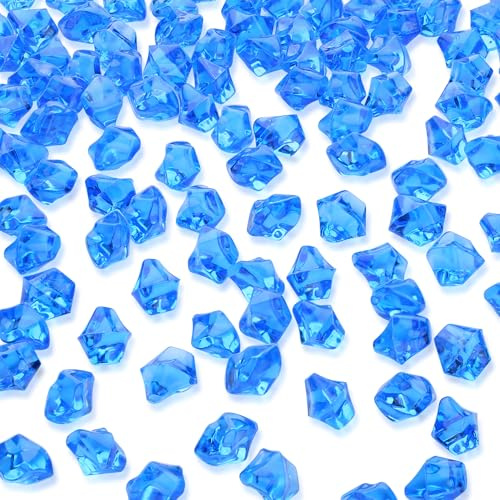 MAIBAOTA 500 Stück künstliche zerkleinerte Eiswürfel, Vasenfüller, dunkelblaue Kunststoff-Eiswürfel, Diamanten, Edelsteine, dekorative Steine für Aquarium-Dekorationen, Hochzeit, Party