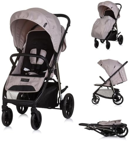 Chipolino Kinderwagen Buggy Insta, Fußabdeckung, Federung, Korb, Gurt, klappbar hellbraun