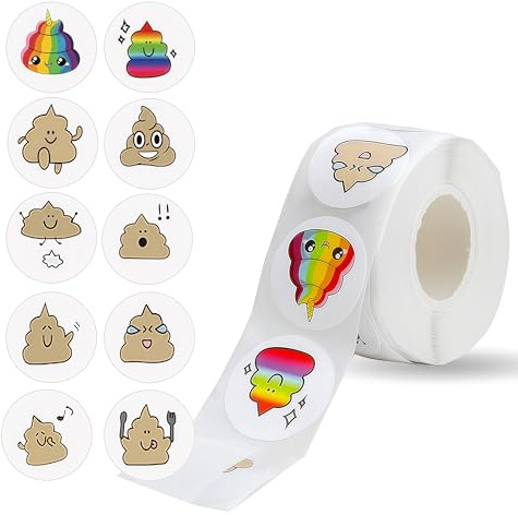 Poop Stickers, Kothaufen-Aufkleber, Emoji Sticker, Aufkleber Auf Rolle Kinder, 1 Rolle, Selbstklebend Für Belohnungsaufkleber Partydekorationen