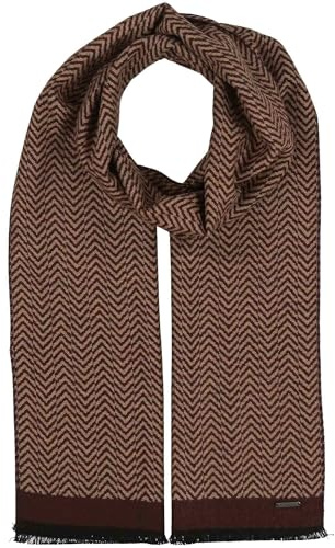 bugatti Schal | Geometrisches Design | Farblich abgesetzter Rand | 30 x 180 cm | Reine Viskose