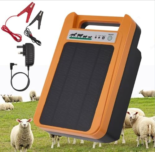 GJCrafts Weidezaungerät 10km Reichweite, 1.5-2J - Elektrozaun Energizer für Nutztiere & Haustiere - 3-Fach Stromversorgung (230V/12V/Solar) - IP45 wasserdicht - inkl. Montagematerial (Sonnenenergie)