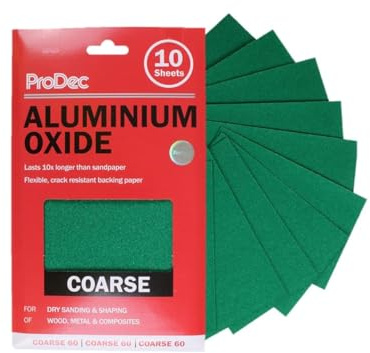 ProDec 10 Sheets Coarse Grade Aluminium Oxide Abrasive Sanding Paper | for Sanding Wood, Paint, Plaster, Filler, Metal and More, 9 x 5.5,230x140mm Sandpaper Compatible with Machine Sanders