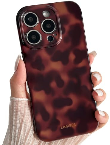 TQLGY for iPhone 16 Pro Case, Cute Tortoise Shell Leopard Brown Amber Phone Case Soft TPU Slim Shockproof Protective Cover