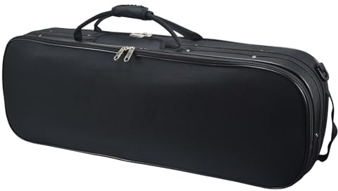 DIGERVY 4/4 Full Size Violin Case, Lightweight Portable Carrying Bag, Oblong Professional Hard Case with Shoulder Straps, Plush Lining for Students & Players, Black & Beige