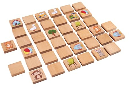 Eichhorn Memo Spiel - 40-teiliges Lernspiel mit 20 Bildpaaren zum Aufdecken und Zuordnen, fördert Konzentration und Wortschatz, aus FSC zertifiziertem Buchenholz, ab 3 Jahren