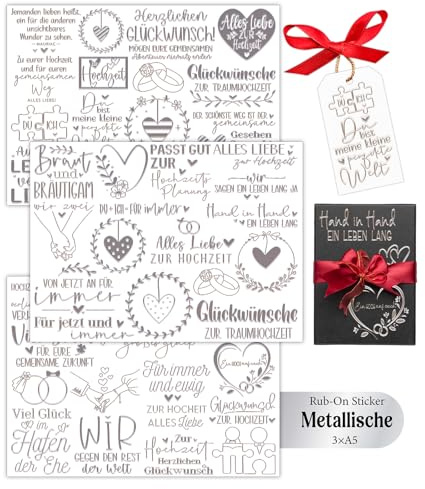 Oizemori Rub On Sticker Silber Metallbeschichtung Aufkleber Hochzeit