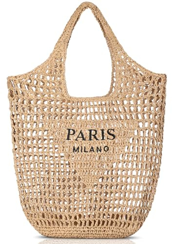 WORPICE Straw Beach Bag - Tote Bags for Women - Large Straw Beach Bag with open weave design, spacious 40x42cm size ideal for summer vacation, daily use, and holiday outings