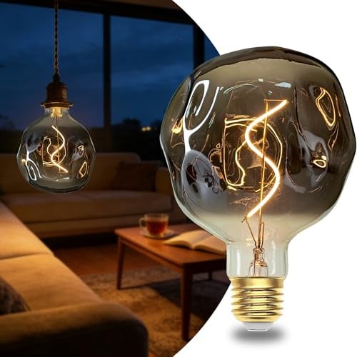 SUYGUAR E27 LED Vintage Glühbirne, Edison Vintage Glühbirne E27 Dimmbar 3W,Retro LED Lampe Dekorative Leuchtmittel Für Wohnzimmer/Schlafzimmer/Esszimmer/Küche/Bar - G125 Rauchgrau