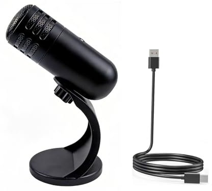 Fyvadio USB Condenser Microphone, PC Computer Gaming Streaming Mic with Stand, Mute Button,Plug and Play, Desk Podcast Mic for Podcast & Singing & Streaming & Youtube Black