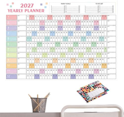Jahreskalender 12 Monate im großen Format aus dickem, beidseitig bedruckt
