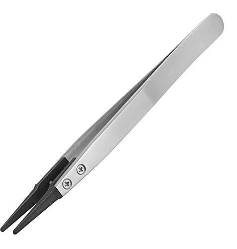 PPS Plastic Tipped Tweezers, Duckbill Style Tips, Stainless Steel Body, ESD Safe. ENGINEER ptz-42