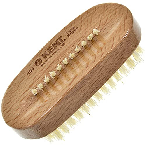 Kent Brushes Natural White Bristle Nail Brush in Beechwood with Additional Row on Back