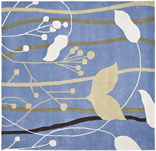 SAFAVIEH Soho Collection Area Rug - 6' Square, Blue & Multi, Handmade Wool & Viscose, Ideal for High Traffic Areas in Living Room, Bedroom (SOH746C)