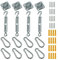 Woodside 4 Piece Galvanised Steel Sun Sail Shade Fixing Accessory Kit, Includes 4 x Turnbuckles, 4 x Pad Eyes, 8 x Snap Hooks, Wall Fixings