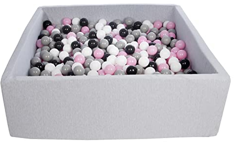 Velinda Bällebad Ballpool Kugelbad Bällchenbad Kinder-Pool mit 900 Bällen/120x120cm (Farbe der Bälle: schwarz,weiß,rosa,grau)