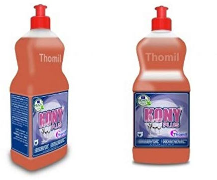 Thomil KONY Ultra LAVAVAJILLAS Manual Concentrado Detergente Neutro de Uso General para el Lavado Manual de la vajilla, cubertería, cristalería y Todo Tipo de menaje.Botella 750 mlX18U