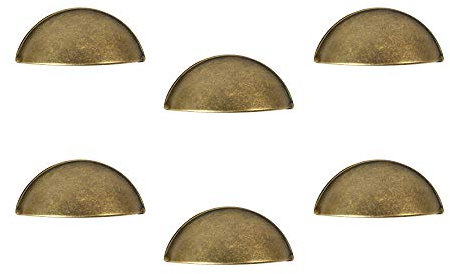 6 Un. poignées de meuble coquille laiton bronze vieilli pour porte cuisine - entraxe 64MM