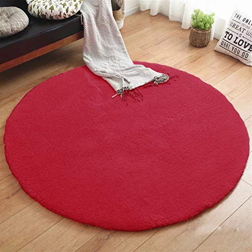 LIVEINU Hochflor Shaggy Teppich für Wohnzimmer Langflor Pflegeleicht Rund Teppich Hochwertig Hohe Fadendichte Wasser Absorbierend Badezimmerteppich Für Wohnzimmer Rot Ø 80 cm