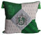 Elbenwald Harry Potter Kissen mit Quasten im Slytherin Design mit gesticktem Wappenpatch in den Hausfarben grün Silber 48 x 48 cm