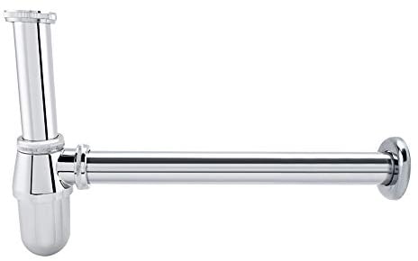 Zinc Alloy Chrome Sink Basin Tube, Bathroom Sink Round Bottle Trap Practical Waste Pipe Sink Trap Bottle Waste Sink Tube