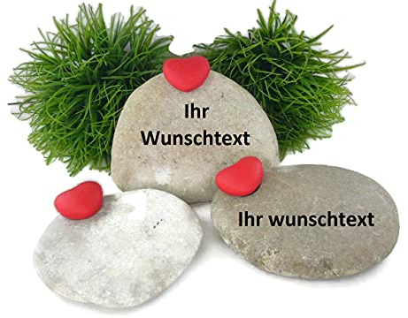 Andys Steinwelt® Grabstein [Mit Wunschtext Personalisierbar!] – Gedenkstein mit rotem Herz für Kinder- & Urnengrab – Handbeschrifteter Grabschmuck (Erinnerung & liebevolle Grabdeko)
